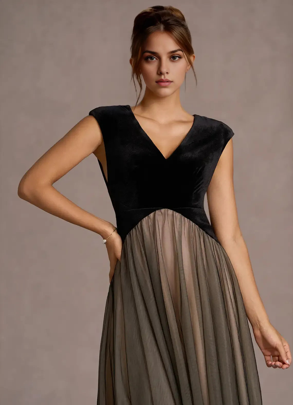 Special Occasion Sophisticated Graceful Stylish Refined Elegant Black Tulle A-Line Sleeveless Evening Dress