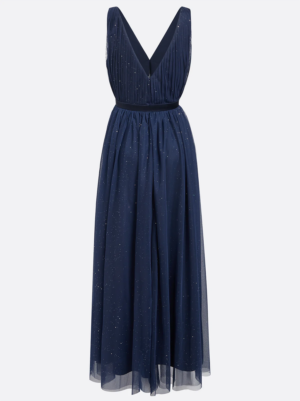 Graceful Stylish Refined Beautiful Elegant Navy Blue Tulle A-Line Sleeveless Evening Dress