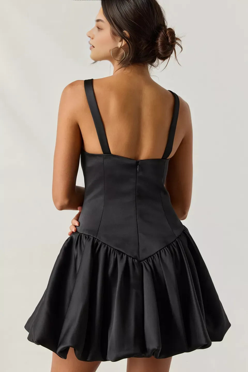 Refined Beautiful Timeless Chic Elegant Black Satin A-Line Sleeveless Mini Homecoming Dress