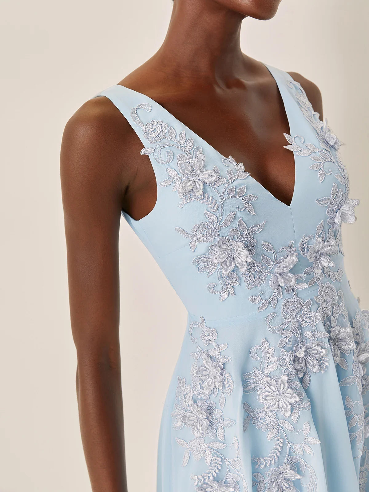 Special Occasion Sophisticated Elegant Light Blue Chiffon A-Line Asymmetric Sleeveless Prom Dress