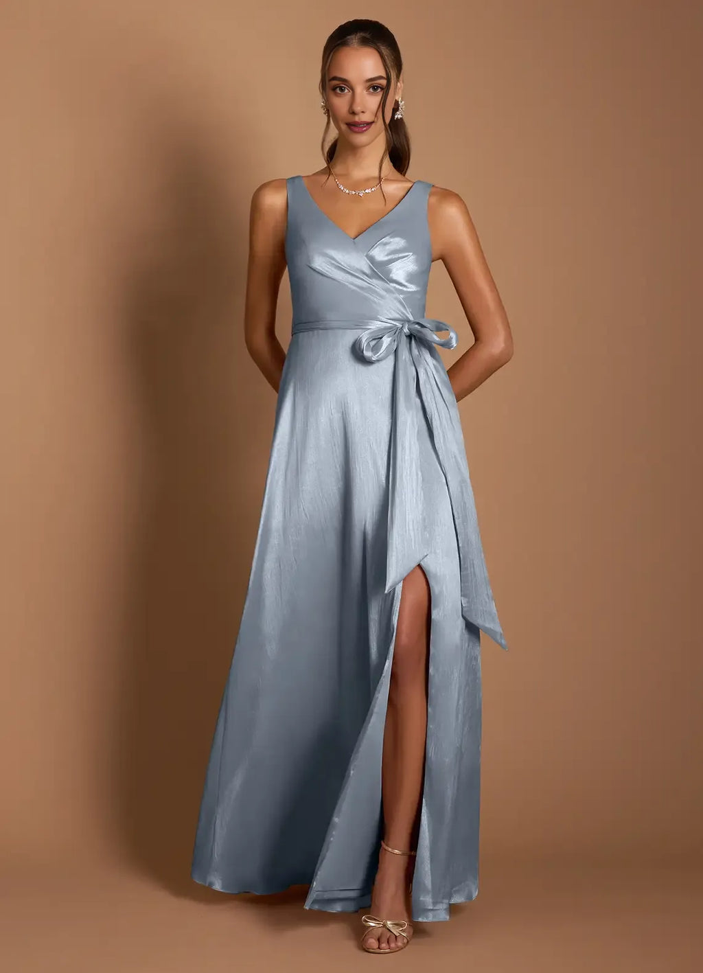 Sophisticated Graceful Stylish Elegant Emerald Green Satin A-Line Sleeveless Floor-Length Evening Dress