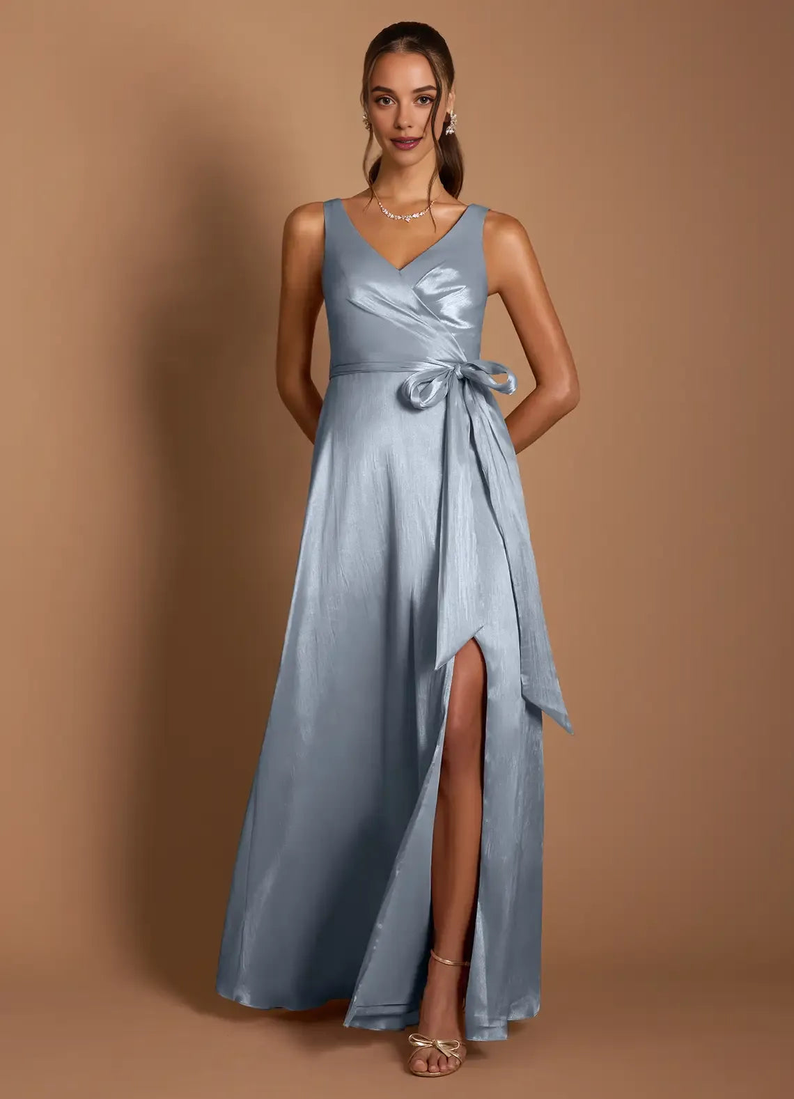 Sophisticated Graceful Stylish Elegant Emerald Green Satin A-Line Sleeveless Floor-Length Evening Dress