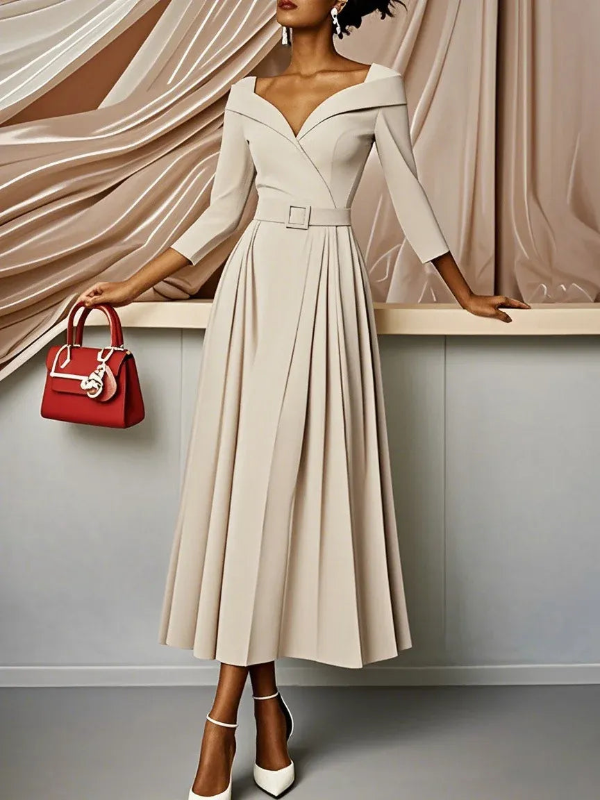 Graceful Stylish Refined Beautiful Timeless Chic Elegant Red A-Line Tea-Length Evening Dress