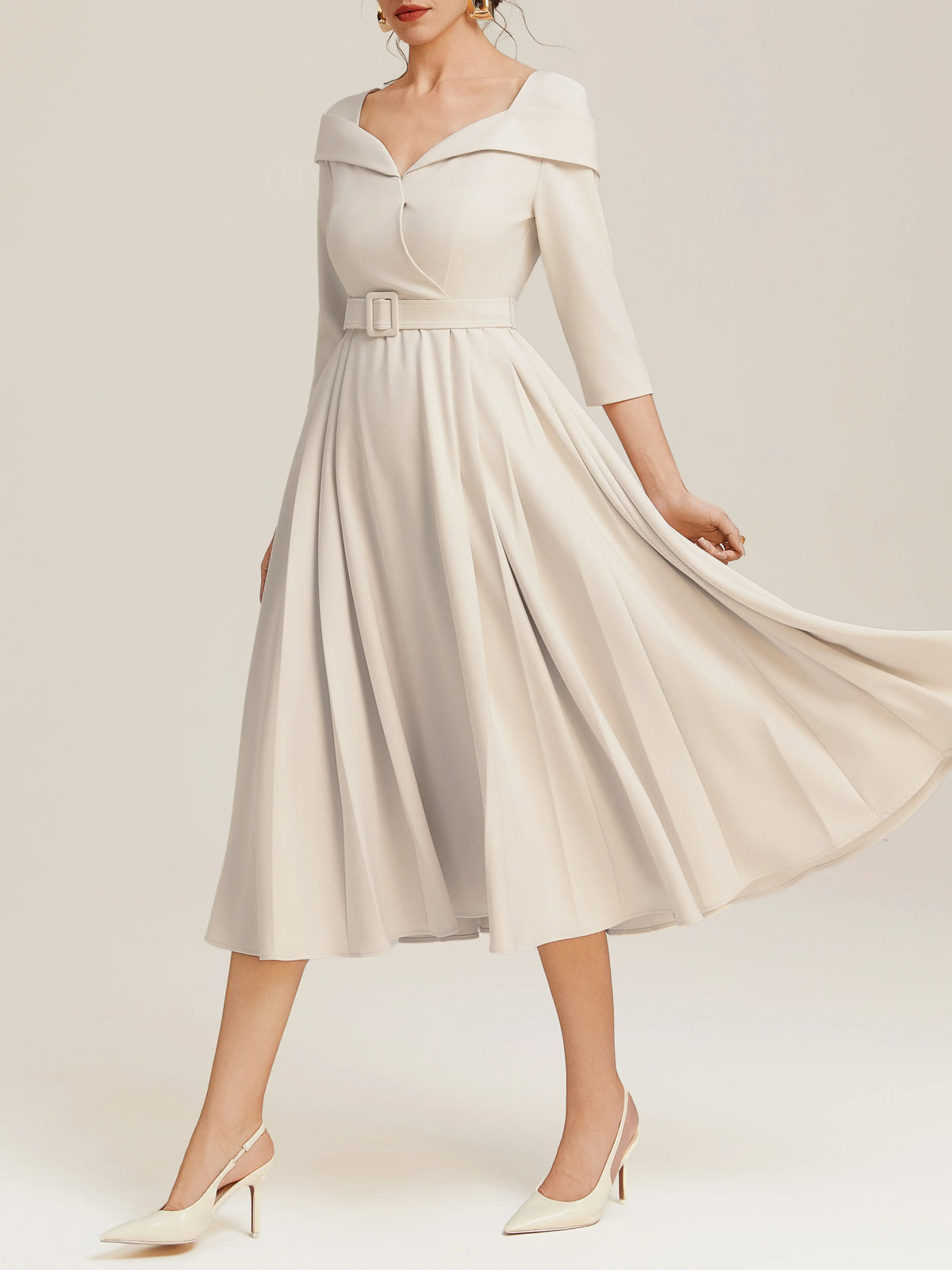 Graceful Stylish Refined Beautiful Timeless Chic Elegant Red A-Line Tea-Length Evening Dress