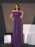 Special Occasion Sophisticated Graceful Elegant Purple Tulle A-Line Sleeveless Floor-Length Prom Dress