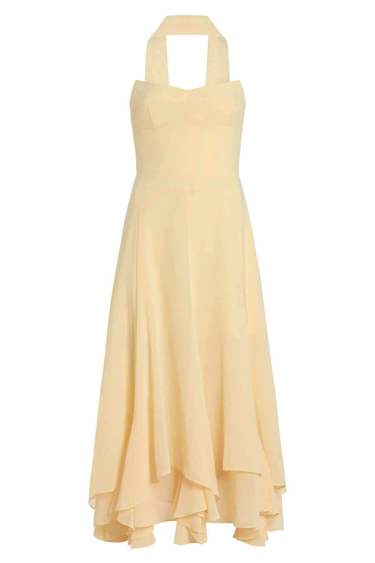 Timeless Special Occasion Sophisticated Elegant White Chiffon A-Line Halter Midi Prom Dress