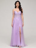 Timeless Special Occasion Sophisticated Elegant Lilac Tulle A-Line Sweetheart Sleeveless Prom Dress