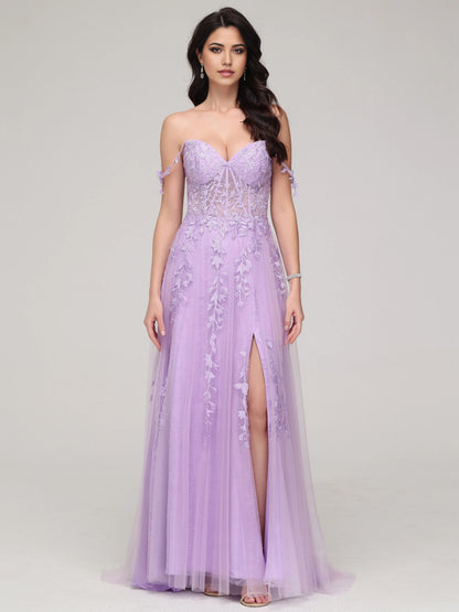 Timeless Special Occasion Sophisticated Elegant Lilac Tulle A-Line Sweetheart Sleeveless Prom Dress