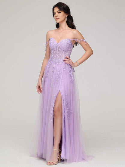 Timeless Special Occasion Sophisticated Elegant Lilac Tulle A-Line Sweetheart Sleeveless Prom Dress