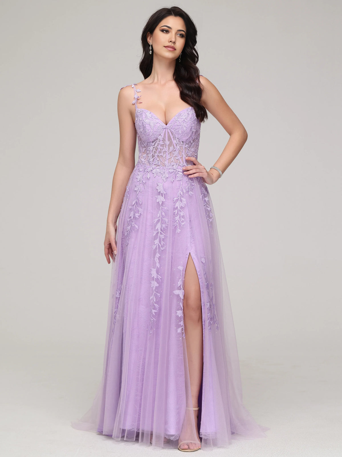 Timeless Special Occasion Sophisticated Elegant Lilac Tulle A-Line Sweetheart Sleeveless Prom Dress