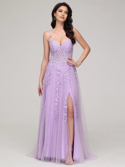 Timeless Special Occasion Sophisticated Elegant Lilac Tulle A-Line Sweetheart Sleeveless Prom Dress