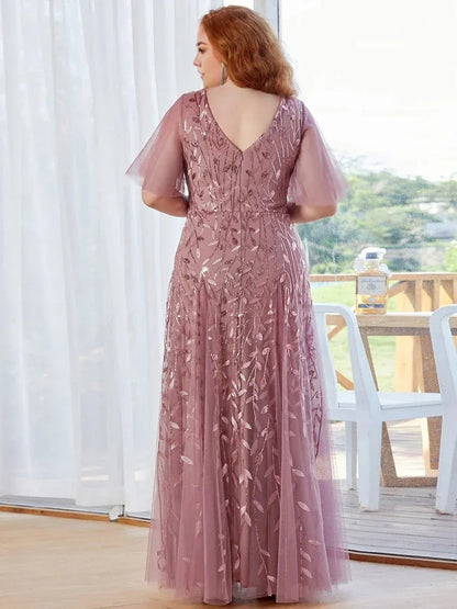 Special Occasion Sophisticated Graceful Elegant Dusty Rose Tulle A-Line Floor-Length Prom Dress