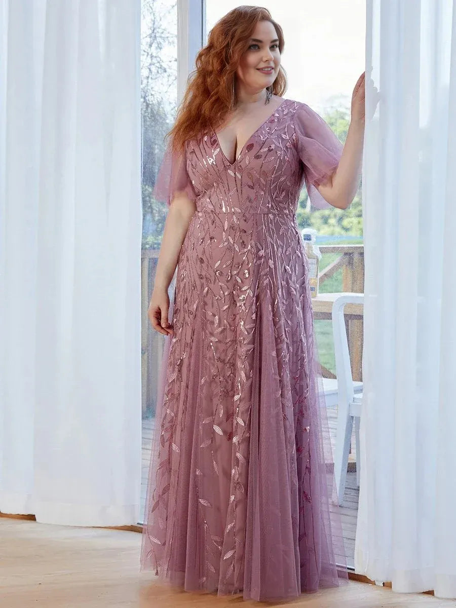 Special Occasion Sophisticated Graceful Elegant Dusty Rose Tulle A-Line Floor-Length Prom Dress