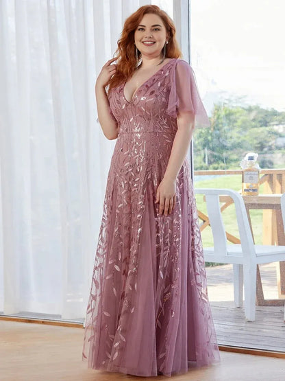 Special Occasion Sophisticated Graceful Elegant Dusty Rose Tulle A-Line Floor-Length Prom Dress