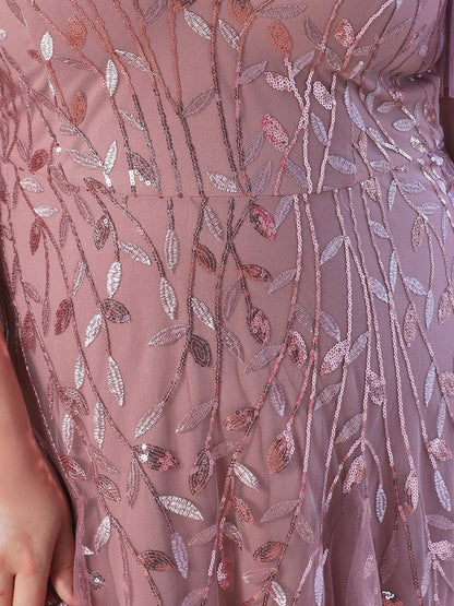 Special Occasion Sophisticated Graceful Elegant Dusty Rose Tulle A-Line Floor-Length Prom Dress