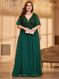 Special Occasion Sophisticated Elegant Emerald Green Chiffon A-Line Backless Floor-Length Prom Dress