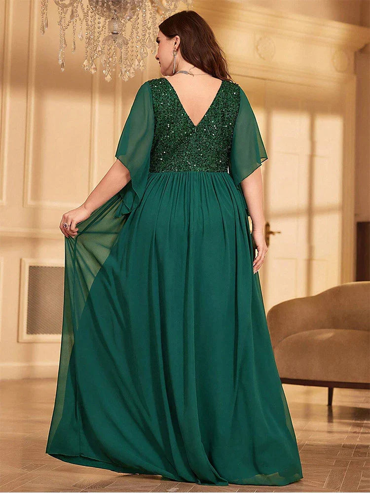 Special Occasion Sophisticated Elegant Emerald Green Chiffon A-Line Backless Floor-Length Prom Dress