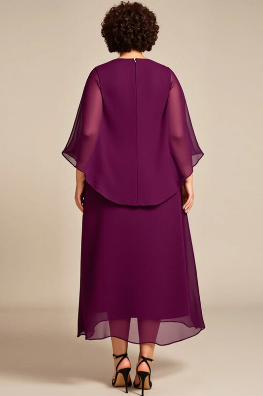 Beautiful Timeless Elegant Chiffon Long Sleeve Long Mother of the Bride Dress