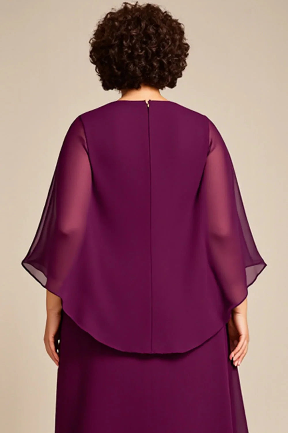 Beautiful Timeless Elegant Chiffon Long Sleeve Long Mother of the Bride Dress