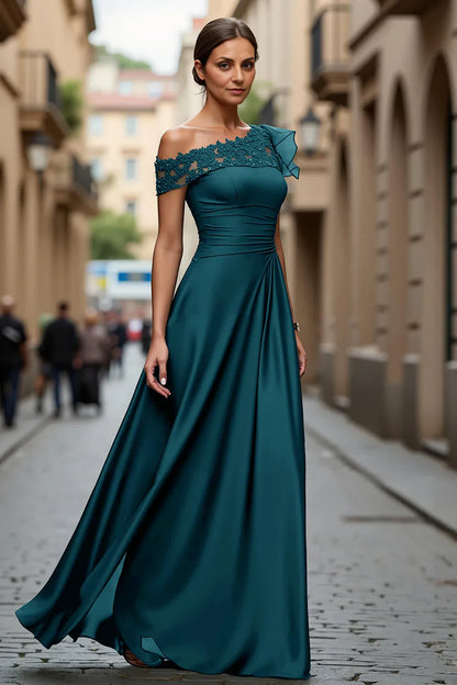 Timeless Special Occasion Elegant Black Lace Floor-Length Mother of the Bride Dress