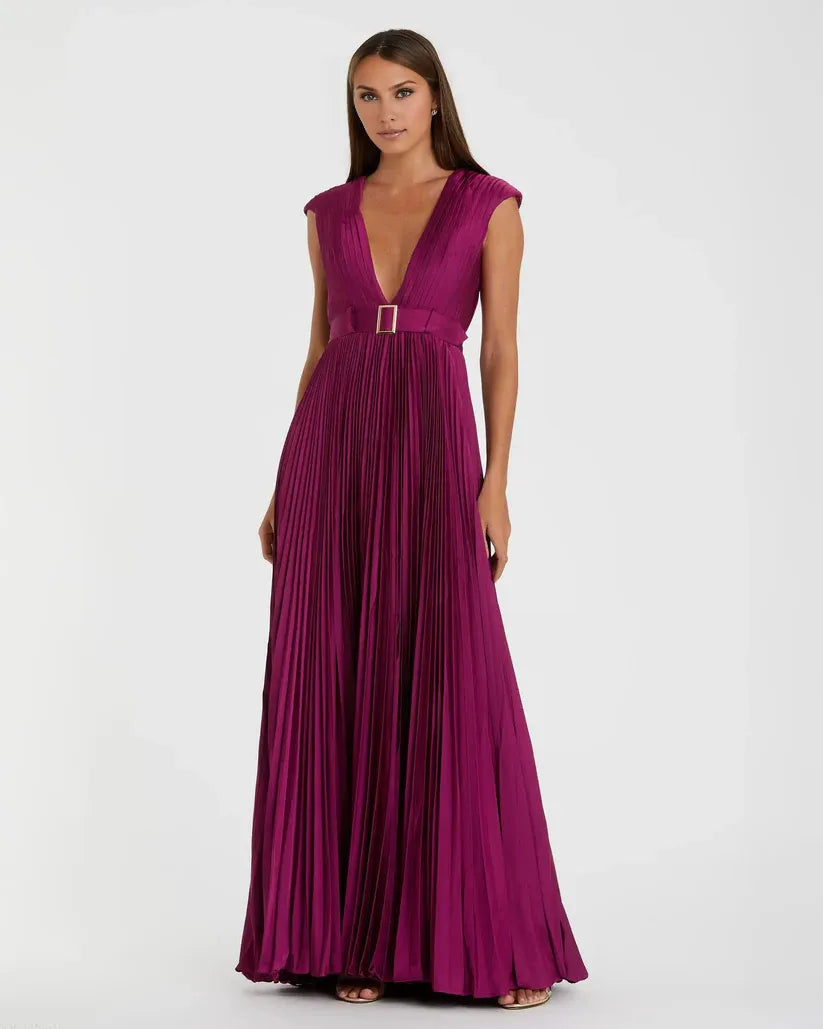 Special Occasion Sophisticated Graceful Stylish Refined Elegant Red Satin Floor-Length Prom Dress