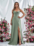 Special Occasion Sophisticated Graceful Stylish Refined Elegant Navy Blue Satin Sleeveless Prom Dress