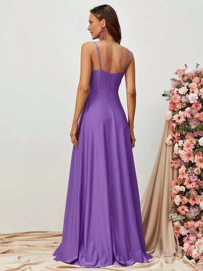 Special Occasion Sophisticated Graceful Stylish Refined Beautiful Elegant Satin Sleeveless Prom Dress