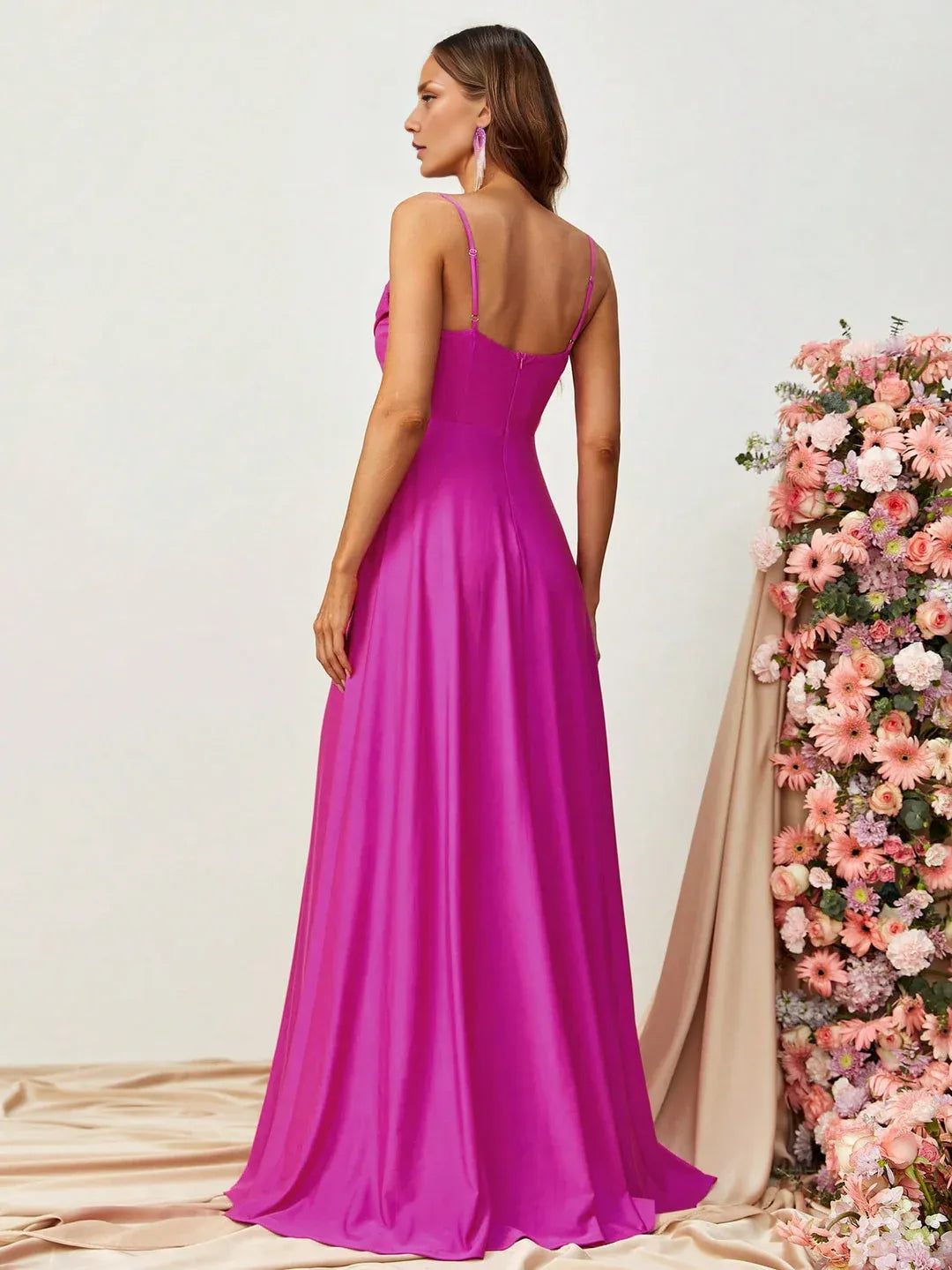 Special Occasion Sophisticated Graceful Stylish Refined Beautiful Elegant Satin Sleeveless Prom Dress