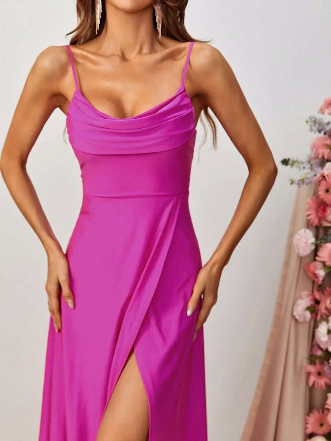 Special Occasion Sophisticated Graceful Stylish Refined Beautiful Elegant Satin Sleeveless Prom Dress