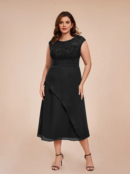 Stylish Refined Beautiful Elegant Black Chiffon Floor-Length Mother of the Bride Dress
