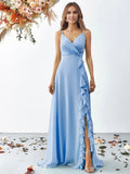 Special Occasion Sophisticated Graceful Stylish Refined Elegant Light Blue Chiffon Sleeveless Prom Dress