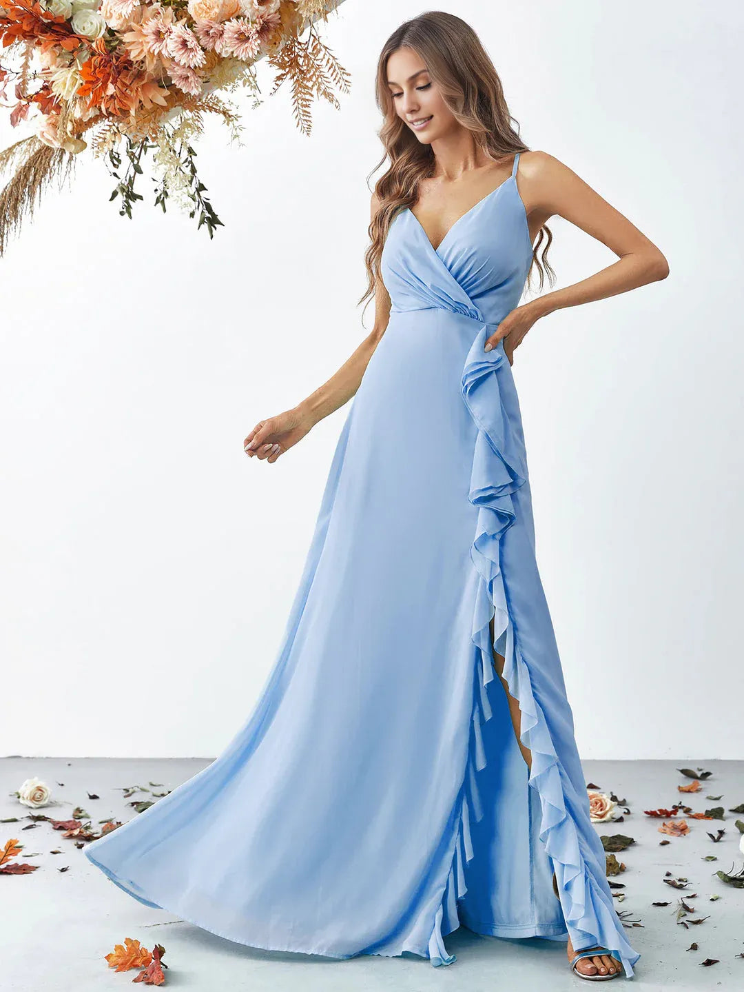 Special Occasion Sophisticated Graceful Stylish Refined Elegant Light Blue Chiffon Sleeveless Prom Dress