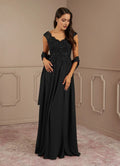 Black A-Line V-Neck Sequins no sleeves Bodice Mother of the Bride Dresses