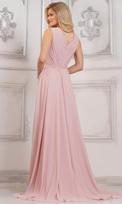 Elegant Black Beaded A-Line V-Neck Classic-Sleeve Classic-Back Floor-Length Evening Dress