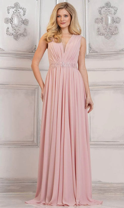 Elegant Black Beaded A-Line V-Neck Classic-Sleeve Classic-Back Floor-Length Evening Dress