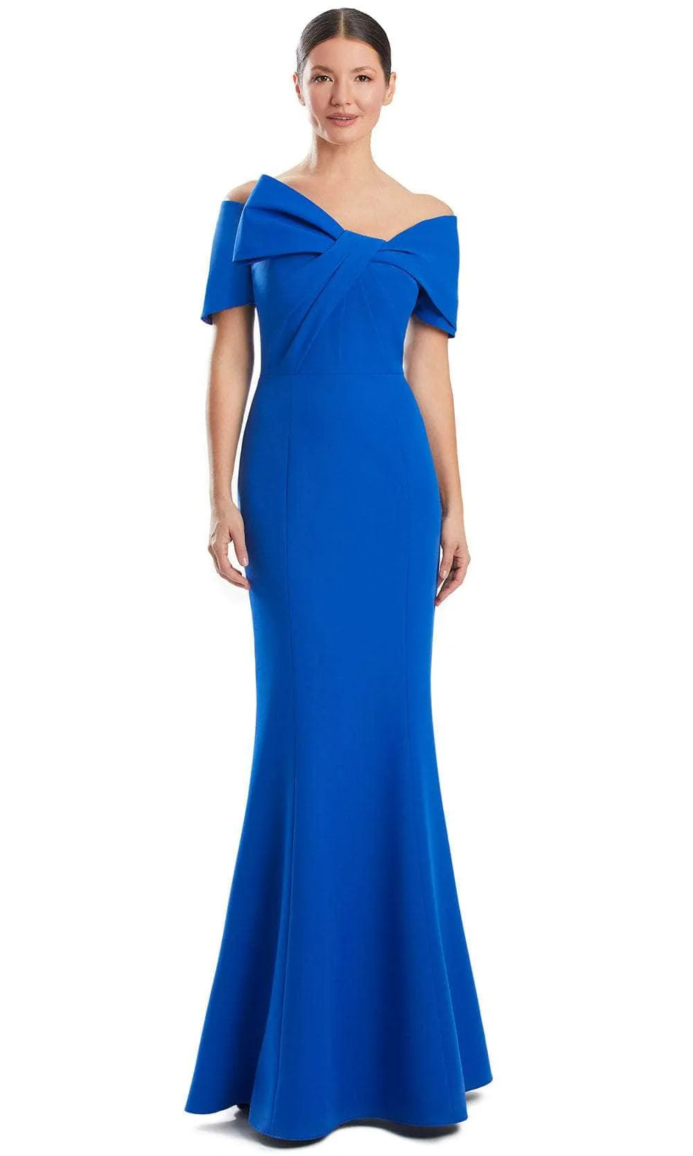 Black Off - Shoulder Evening Dresses with Bow - Front Detail Structured Pleats and Mermaid Silhouette for Formal Galas and Sophisticated Occasions