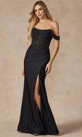 Black Off - Shoulder Evening Dresses with Corset Bodice and Skirt Perfect for Formal Galas and Special Occasions