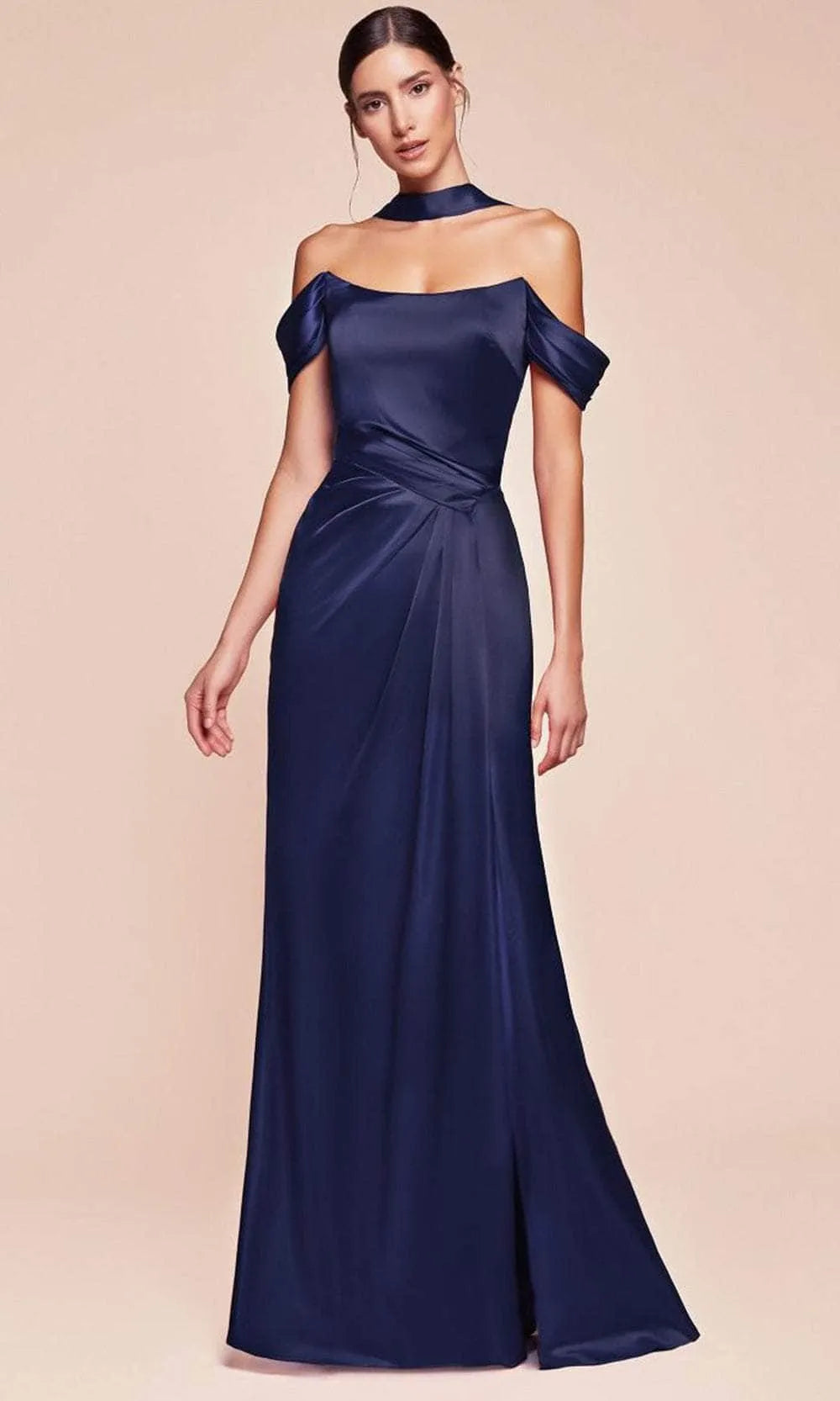 Black Off - Shoulder Mermaid Evening Gown with Draped Detailing Ideal for Proms and Formal Balls