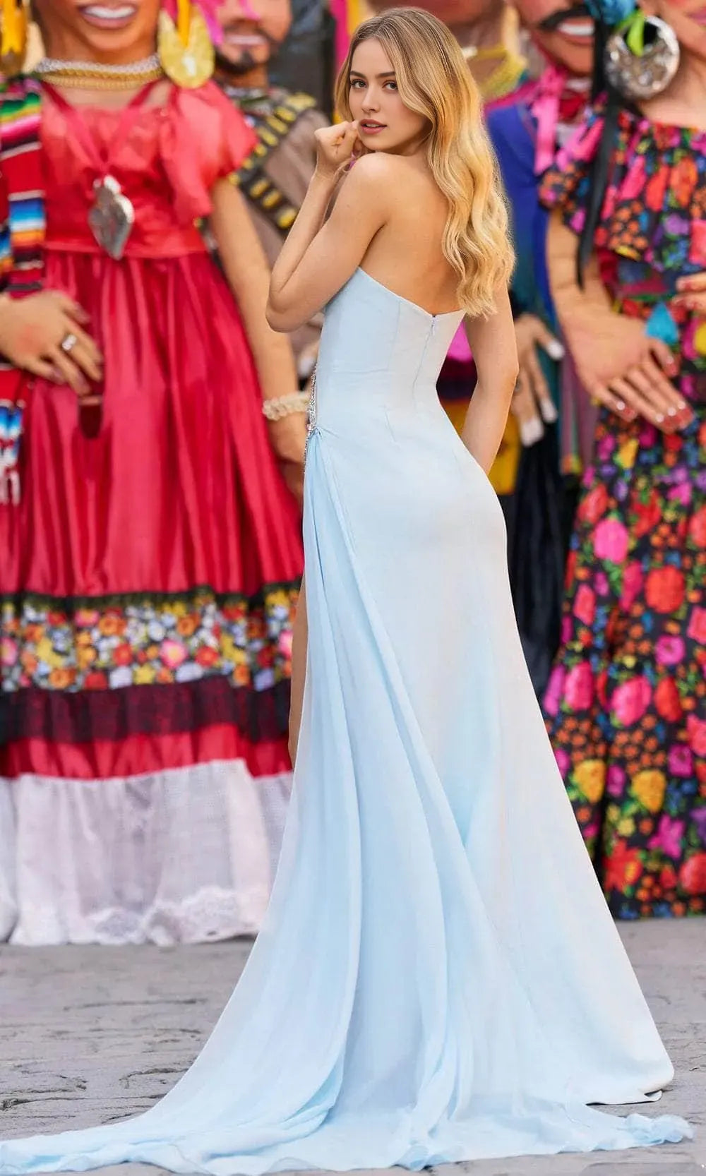 Black One Shoulder Pearl Accented Prom Dress with Deep V Neck and High Slit Perfect for Formal Evening Events