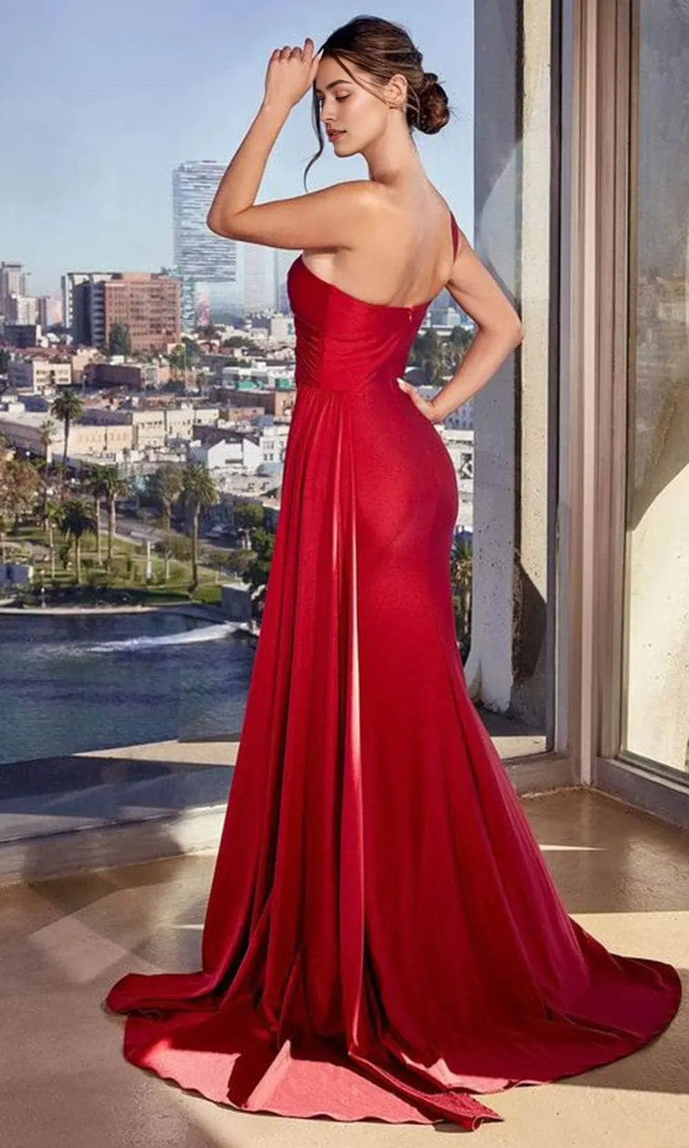 Black One Shoulder Ruched Mermaid Prom Dresses with Dramatic Train Perfect for Proms Formal Galas
