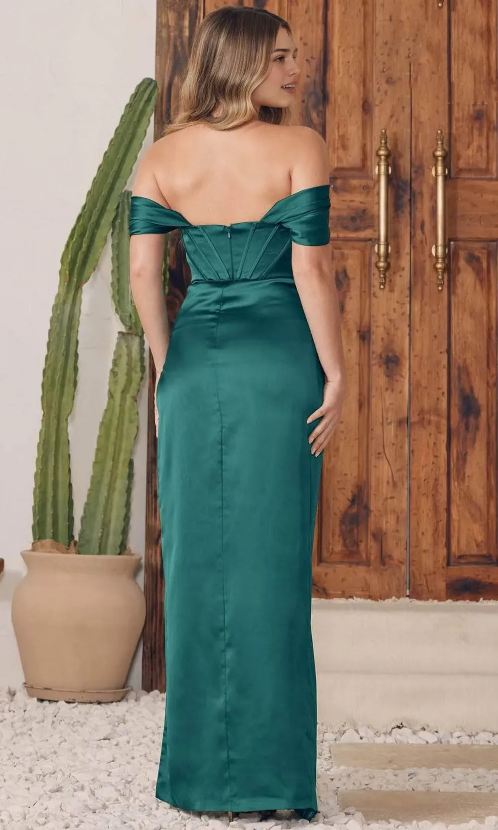 Black Off - Shoulder Evening Dresses with Corset Bodice Ruched Skirt and High Side Slit