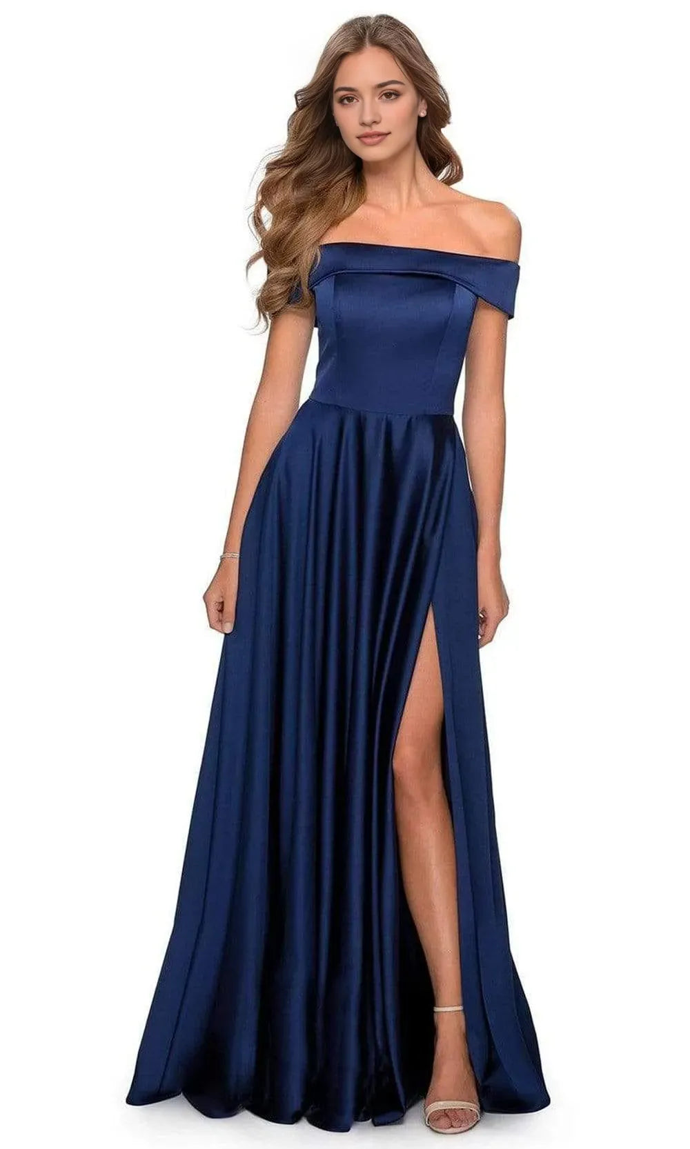 Black Off Shoulder Prom Dress with High Side Slit for Timeless Glamour