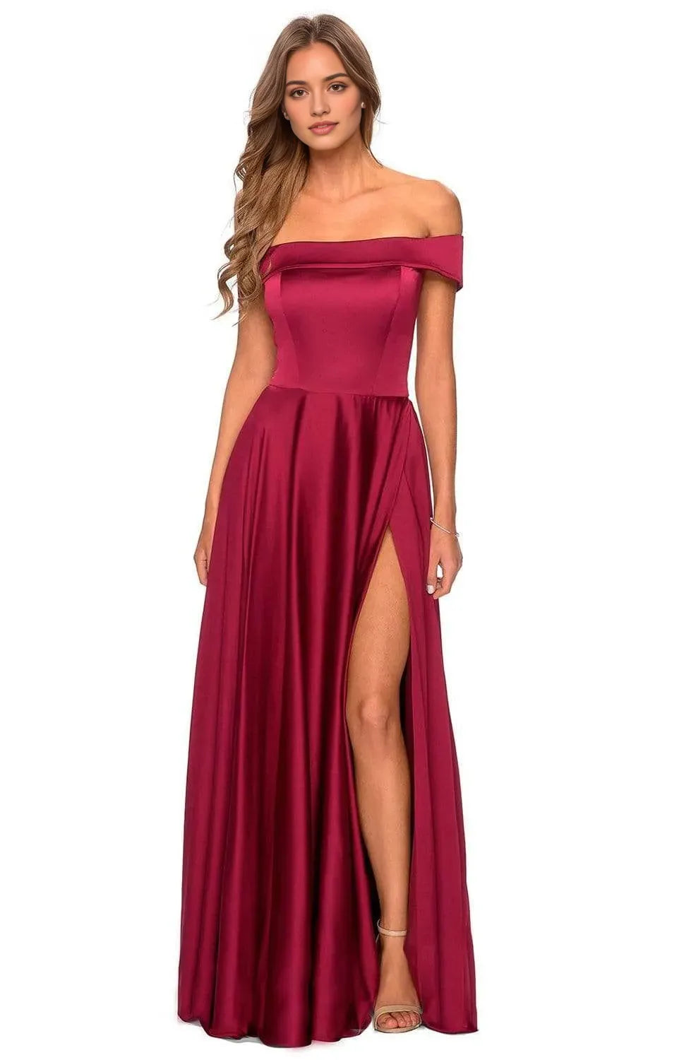 Black Off Shoulder Prom Dress with High Side Slit for Timeless Glamour