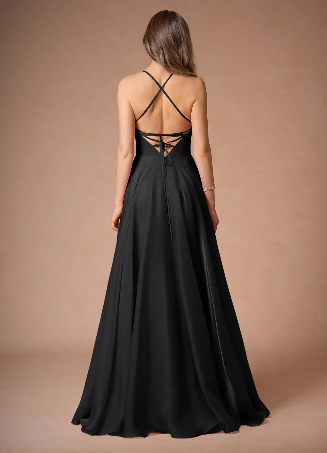 Black Prom Dress with Spaghetti Straps Sweetheart Neckline and Flowy A - Line Skirt