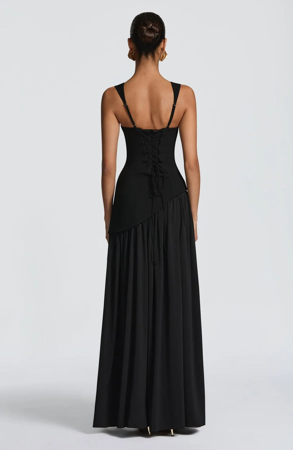 Black Sheath Square Neckline Sleeveless Up Back High Slit Floor -Length Prom Dresses