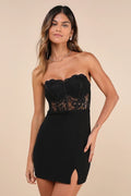 Black Strapless Homecoming Dress with - Corset Top