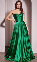 Black Strapless Ball Gown with Bow Detailed Corset Top for Prom Formal Occasions