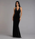 Black halter neckline Plunge Neck Open-Back mermaid Prom dress
