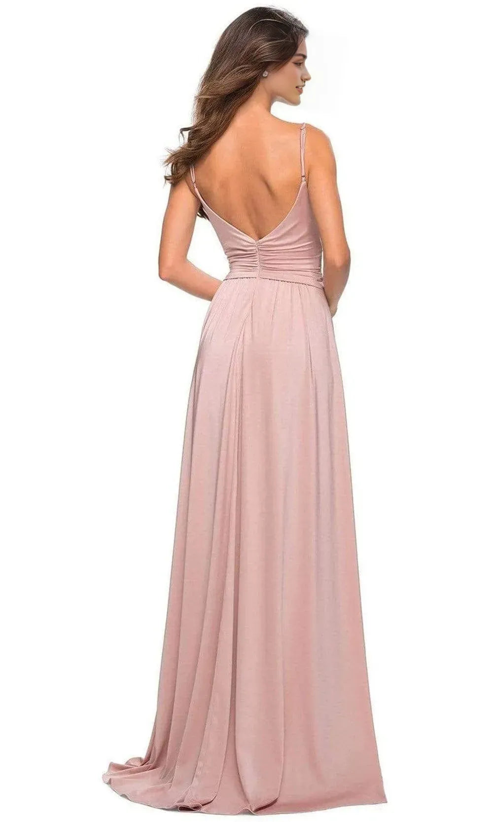 Blush Pink Prom Dress with Cross Wrap Bodice for Graceful Evenings