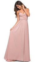 Blush Pink Prom Dress with Cross Wrap Bodice for Graceful Evenings